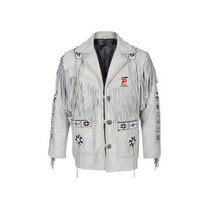 Veste en cuir suédé à franges style cowboy western Solid Trader, design vintage, style motard, vêtement d'extérieur durable pour hommes - Product Image 1