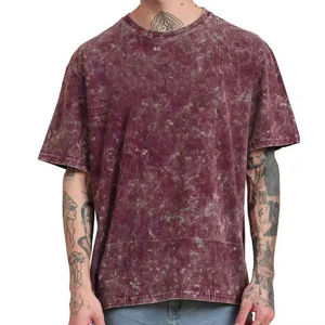 T-shirt Homme Grande Taille Vintage en Jersey, Style Décontracté Streetwear, Délavé à l'Acide, 100% Polyester, Coupe Oversize à Épaules Tombantes, Couleur Unie, Respirant - Product Image 1