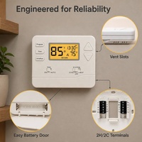 Thermostat programmable multi-étages 2 chaud 2 froid, alimentation par batterie ou 24V, filaire, 7 jours