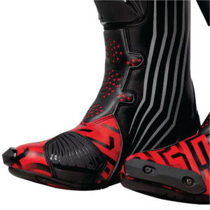 Botas de moto rojas y negras de microfibra con cremallera lateral, a media pantorrilla, puntera antideslizante, transpirables, ligeras y resistentes a la abrasión. - Product Image 3
