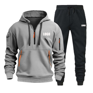2026 Autumn Winter High Quality Hooded Men's <b>Tracksuit</b> Eco-Friendly Cotton Pullover Set with Multi-Pocket Zipper Men <b>Tracksuits</b> - Product Image 4