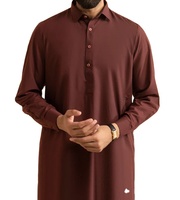 Layanan OEM Busana Pria Polos Warna Sesuai Pesanan Shalwar Kameez Afghan Pathani Pakistan 2pcs Katun Bordir Panjang Selutut