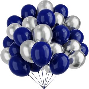 67 Palloncini Blu Navy e Argento da 12 Pollici per Feste di Compleanno e Anniversari - Product Image 1