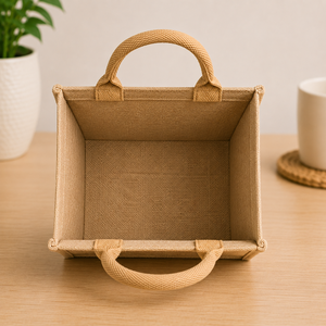 Sac fourre-tout mini en jute naturel personnalisé AMANI, imprimé, écologique, léger, réutilisable, pour le shopping et l'emballage cadeau, vente en gros - Product Image 4
