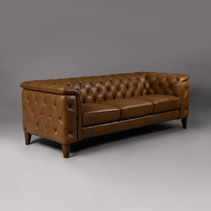 Sofá Chesterfield de 3 Plazas Personalizable, de Lujo, Moderno, Europeo, de Alta Calidad, en Cuero Genuino Marrón, para Sala de Estar o Dormitorio - Product Image 2