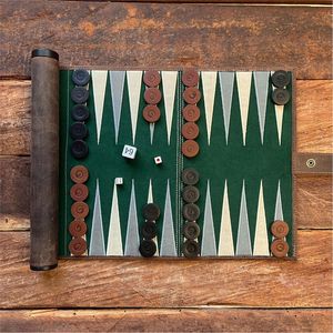 Plateau de backgammon en cuir suédé fait main, pliable et portable, jeu de voyage professionnel, logo personnalisé, backgammon enroulable - Product Image 5