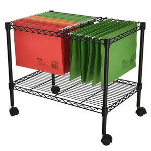 Carrello Portadocumenti Mobile in Metallo Nero a Singolo Ripiano 60 x 32 x 46 cm, Carrello Multiuso Versatile - Product Image 1