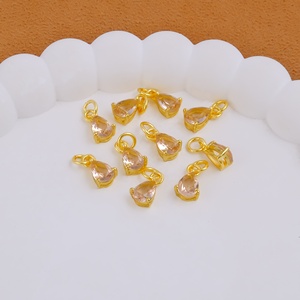 Lágrima morganita cuarzo facetado piedra preciosa chapado en oro latón punta conjunto dijes colgante moda Unisex elegante joyería hecha a mano - Product Image 4