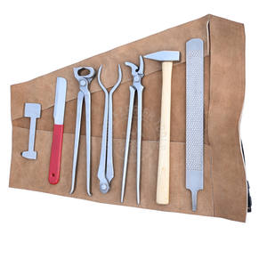 Kit de Herramientas Profesional para Herrador en Estuche: Herramienta para Quitar Herraduras, Alicates Curvos, Pinzas para Llamaras, Cuchillo para Herraduras, Lima, Pulidor y Martillo - Product Image 1