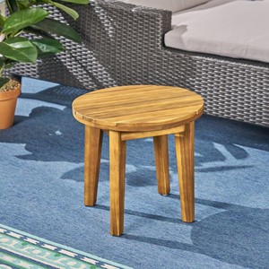 <b>Hand</b>-Carved Acacia Wood Side Table | Rustic Wooden <b>Drum</b> Table Wholesale - Product Image 4