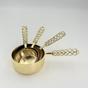 Ensemble de 4 cuillères à mesurer en acier inoxydable plaqué or, cuillères à mesurer pour la cuisine et la pâtisserie, tasses à mesurer pour le café, le lait en poudre - Product Image 1