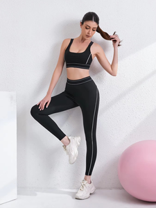 Ensemble de yoga et de fitness 2 pièces uni pour femme, avec soutien-gorge de sport et leggings imprimés par sublimation, vente en gros - Product Image 5