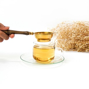New Arrival Gold Metal Tea <b>Strainer</b> With Wooden Handle Fine Mesh Loose Leaf Tea Infuser <b>Colander</b> - Product Image 5