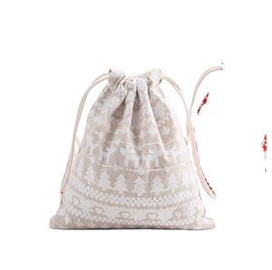 Sac cadeau de Noël écologique avec cordon de serrage Sac fourre-tout en toile imperméable en coton avec poignée colorée - Product Image 6