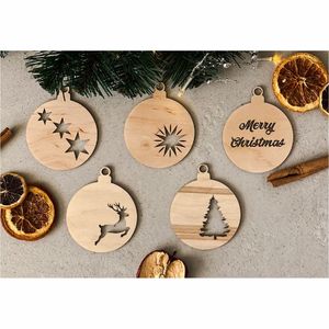 Adornos Navideños de Madera Cortados con Láser al por Mayor, Rebanadas de Madera Natural para Pintar, Manualidades y Arte para Niños - Product Image 4