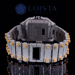 Reloj Personalizado con Logotipo, Diseño de Cielo Estrellado, Dorado, Estilo Hip Hop, con Cristales, Acero Inoxidable, para Hombre, Cuadrado, con Moissanita Árabe, Cuarzo - Product Image 5