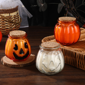 Bougie parfumée LANJO Halloween Jack O Lantern dans un bocal en verre orange avec un design classique de citrouille pour la décoration des fêtes - Product Image 2