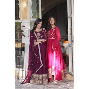 Designer Evening Gown with <b>Sequins</b> Embroidery Party Wear Look - Product Image 2