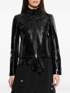 High Quality Black Ladies Cowskin Leather Short <b>Biker</b> <b>Jacket</b> with Button Custom Logo Factory Wholesale Customization - Product Image 4