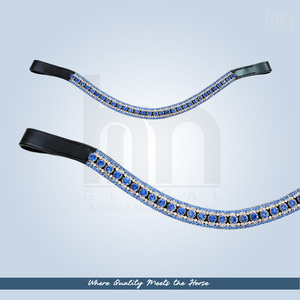 Fronture de Cheval Confortable en Cuir Rembourré, Courbée en U, Ornée de Strass en Cristal Transparent Topaze Dorée de Luxe, pour Dressage et Activités Extérieures - Product Image 6
