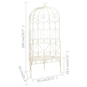 Banco de Jardín de Hierro Forjado Blanco Antiguo con Incrustaciones Decorativas Medianas, Bancos para Patio - Product Image 6