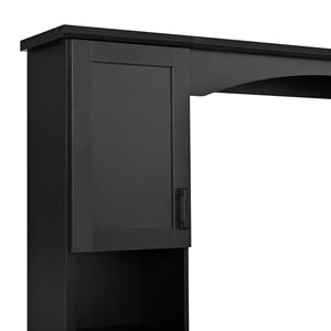 Scrivania ad arco in stile rustico con pensile, in noce, stile Mid-Century, per ufficio domestico, con stazione di ricarica e vassoio per tastiera - Product Image 5