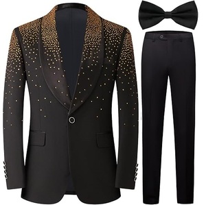 Nuevo diseño de traje de esmoquin con pedrería para novio, traje de boda, pantalón formal, abrigo, trajes para caballero. - Product Image 2