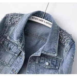 Women's Heavy Embellished Denim <b>Jacket</b> <b>Short</b> Retro Loose Winter Autumn Casual Fashion Coat Button Washed Wholesale 2026 - Product Image 3