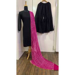 Hermoso conjunto de Dupatta con parte superior inferior para mujer con borde elegante para fiestas - Product Image 2