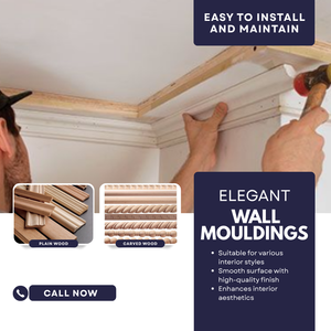 Molduras Decorativas de Madera Sólida para Interiores, Solución de Molduras para Paredes, Techos, Cornisas y Zócalos para Mejoras del Hogar y Villas - Product Image 3