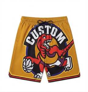 Pantalones Cortos de Baloncesto Transpirables de Malla Color Mostaza Personalizados para Hombre, Cintura Elástica, Secado Rápido, con Bolsillos Laterales, Moda de Verano - Product Image 1