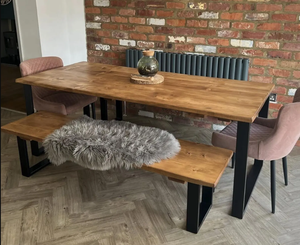 Table à manger de 71 pouces pour 6 personnes, table de cuisine de style farmhouse avec structure en métal, bureau rectangulaire pour manger, meubles de salle à manger - Product Image 2