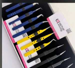 Pinces en acier inoxydable de haute qualité, pointes de différentes couleurs, antistatiques, antimagnétiques, kit pour cils, emballage personnalisé avec logo - Product Image 1