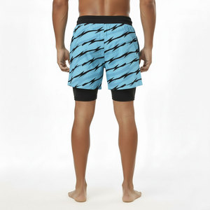 Short de course pour homme 2-en-1 à séchage rapide, taille mi-haute, sportif, avec cordon de serrage, double couche, poche, respirant, logo personnalisé - Product Image 2