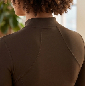 Veste de yoga courte zippée pour femme, vêtement de sport, couche de base, avec passe-pouces, pour la gym et l'entraînement - Product Image 2