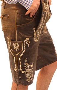 Trachten Lederhosen Kurz braun - Oktoberfest Lederhose Hotpants Festival bavarois Oktoberfest - Product Image 2