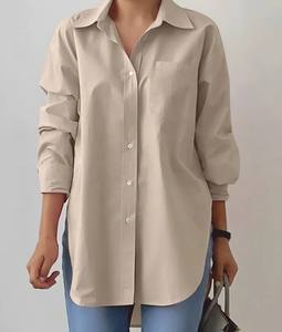 Camisa Casual Elegante de Verano para Mujer, con Cuello Camisero, Manga Raglán, Bordado Vintage, Color Sólido, para Primavera, Otoño y Oficina - Product Image 2