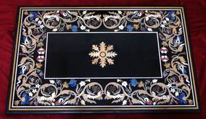 Exclusivo Tablero de Mesa de Mármol Negro con Incrustaciones, Diseño Rectangular de Pietra Dura, para Decoración del Hogar y Hoteles al Mejor Precio - Product Image 5