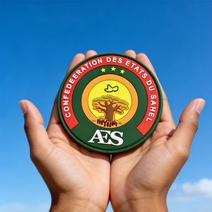 Parche Táctico Redondo de PVC Personalizado al por Mayor de la Confederación de Estados del Sahel, Fabricante con Emblema de Pájaro Baobab y Estrella - Product Image 5