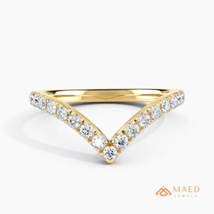 Anillo de compromiso de moissanita en forma de V chapado en oro de 18 quilates, joyería nupcial de moissanita y diamantes para mujer, lujo estadounidense - Product Image 1