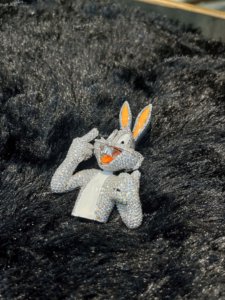 Pendentif Lapin Mignon Hip Hop Luxe Entièrement Sertie de Micro-Pavés Moissanite en Argent Émaillé, Personnage de Dessin Animé - Product Image 3