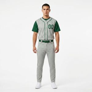 Uniforme de Béisbol para Adultos y Jóvenes, Jersey a Rayas de Manga Corta, Transpirable, de Poliéster, Ropa de Equipo, Logotipo Personalizado, Impresión Frontal, Kits de Béisbol - Product Image 1