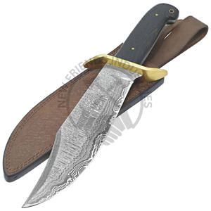 Nouvelle édition Couteau de chasse Bowie en acier Damas à lame pleine de 14 pouces, couteau de collection à lame fixe tranchante pour le camping en extérieur et la survie - Product Image 5