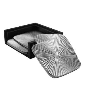 High Selling Silver Aluminum Metal Square Coasters <b>Sets</b> of 4 <b>Table</b> Ware Used for Home Restaurant Popular Square Shape Mats Pads - Product Image 1