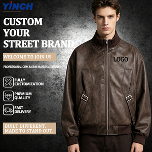 Vente directe d'usine, veste bomber <span class=keywords><strong>en</strong></span> cuir PU vintage pour <span class=keywords><strong>homme</strong></span>, style streetwear, veste de <span class=keywords><strong>moto</strong></span> <span class=keywords><strong>en</strong></span> cuir pour <span class=keywords><strong>homme</strong></span>, automne - Product Image 1