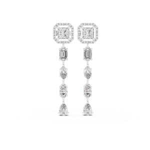 LUXURY DANGLY <b>EARRINGS</b> 2.8CT MIX CUT LAB GROWN <b>DIAMONDS</b> SET IN 18KT ROSE GOLD FOR GLAM WEDDING ENGAGEMENT PARTY GIFTING FOR HER - Product Image 4