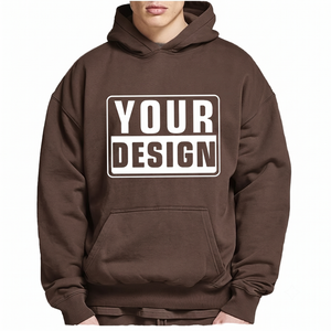 เสื้อฮู้ดดี้พรีเมียมสั่งทำพิเศษ สีน้ำตาล ไซส์ใหญ่ ผ้าคอตตอนหนา 400gsm สไตล์สตรีทแวร์ ทรงไหล่ตก แบบยูนิเซ็กส์ เสื้อสเวตเชิ้ตเปล่าไม่มีลาย - Product Image 1