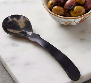 Cuillère à salade noire avec manche en corne et métal, cuillère légère à long manche pour les fêtes de mariage et l'usage quotidien en cuisine - Product Image 5