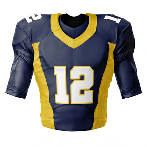 Uniformes de football américain personnalisés bleu marine et or, uniformes en polyester de qualité supérieure, fournisseur OEM en gros - Product Image 3