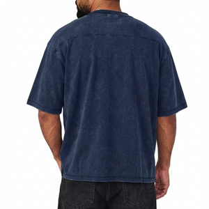 Camiseta Transpirable Ecológica con Lavado Ácido, Oversize, Precio al por Mayor, Cuello Redondo, 100% Algodón, Lisa, Teñida, con Lavado Ácido - Product Image 4
